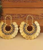 Designer gold plated temple coin earrings