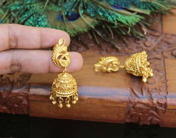 Designer matte finish peacock earrings 1