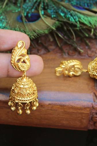 Designer matte finish peacock earrings