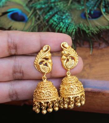 Designer matte finish peacock earrings 2