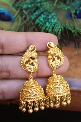 Designer matte finish peacock earrings