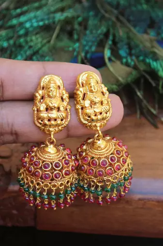 Designer gold plated temple earrings
