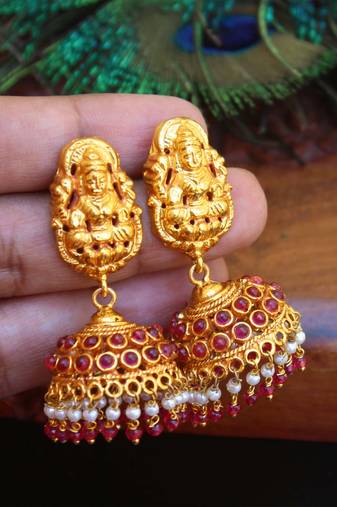 Designer gold plated temple earrings
