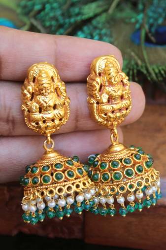 Designer gold plated temple earrings
