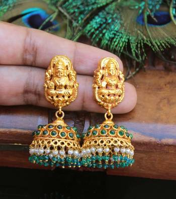 Designer gold plated temple earrings 2