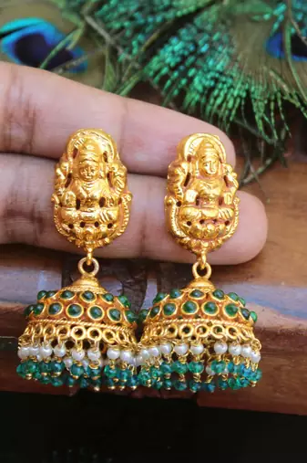 Designer gold plated temple earrings