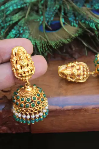 Designer gold plated temple earrings