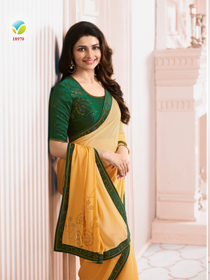 Yellow Silk Stone Work Saree With Lace Border & Rich Pallu With Banglori Blouse And Saree For Women  2