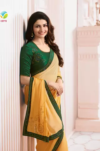 Yellow Silk Stone Work Saree With Lace Border & Rich Pallu With Banglori Blouse And Saree For Women 