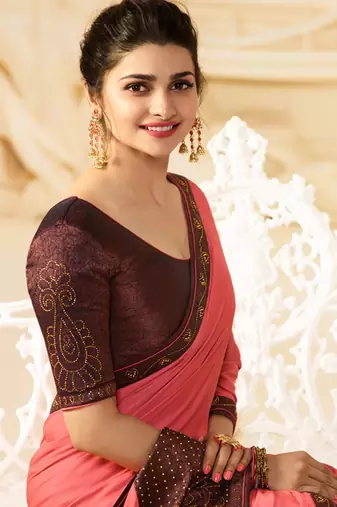 Rose Silk Stone Work Saree With Lace Border & Rich Pallu With Banglori Blouse And Saree For Women 