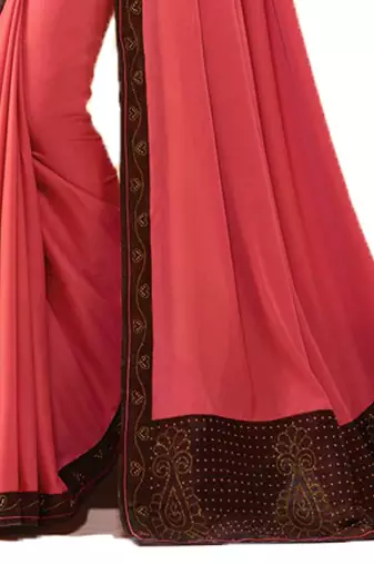 Rose Silk Stone Work Saree With Lace Border & Rich Pallu With Banglori Blouse And Saree For Women 