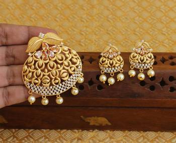 Designer matte finish cz pendant set 2