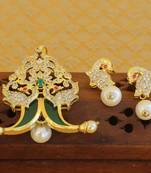 Designer gold plated cz peacock pendants set