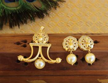 Designer gold plated cz peacock pendants set 1
