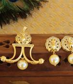 Designer gold plated cz peacock pendants set