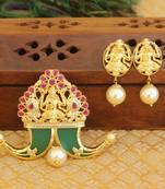 Designer gold plated cz temple pendant set