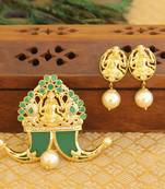 Designer gold plated cz temple pendant set