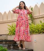 Pink floral midi dress