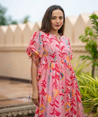 Pink floral midi dress 3