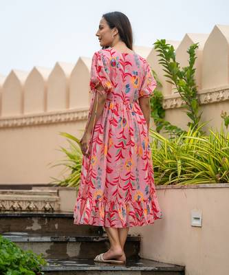 Pink floral midi dress 5