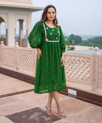 Green leheriya dress 1