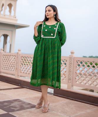 Green leheriya dress 2