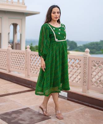 Green leheriya dress 3