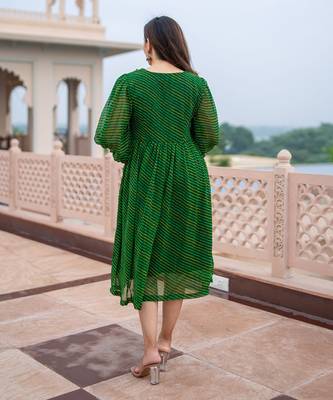 Green leheriya dress 5