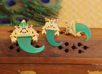 Designer gold plated cz peacock pendants set 1