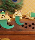 Designer gold plated cz peacock pendants set