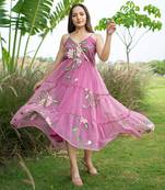 Flamingo pink handpainted dress