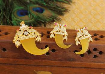 Designer gold plated cz peacock pendants set 1
