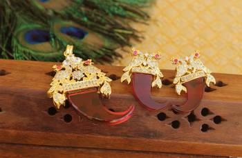 Designer gold plated cz peacock pendants set 1