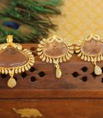 Designer gold plated cz stone pendant set