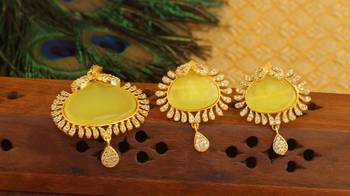 Designer gold plated cz stone pendant set 1