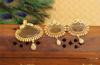 Designer gold plated cz stone pendant set 1