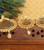 Designer gold plated cz stone pendant set