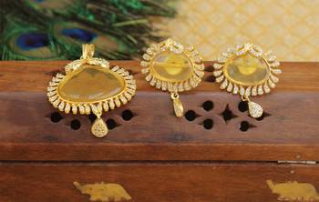 Designer gold plated cz stone pendant set 1
