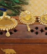 Designer gold plated cz stone pendant set