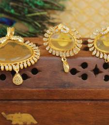 Designer gold plated cz stone pendant set