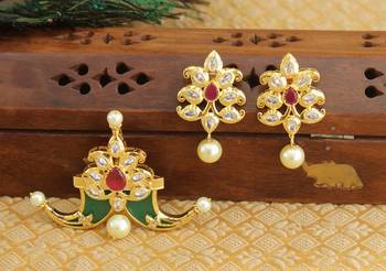 Designer gold plated cz mango pendant set 1