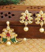 Designer gold plated cz mango pendant set