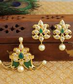 Designer gold plated cz mango pendant set