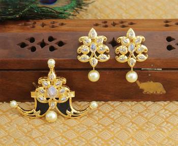Designer gold plated cz mango pendant set 1