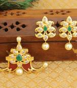 Designer gold plated cz mango pendant set