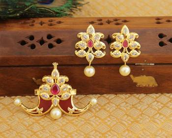 Designer gold plated cz mango pendant set 1