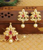 Designer gold plated cz mango pendant set