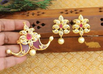 Designer gold plated cz mango pendant set 2