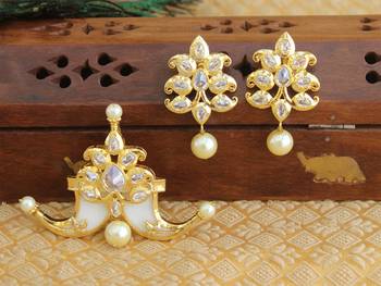 Designer gold plated cz mango pendant set 1