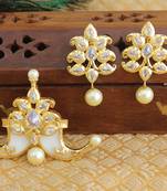 Designer gold plated cz mango pendant set